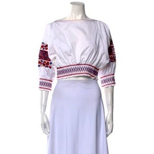 Tibi white cropped crochet blouse, size XS